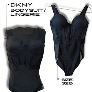 DKNY Sheers Strapless Mesh-Panel Bodysuit 32B- NWT